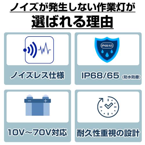 ノイズが発生しないLED作業灯(48w)トラックやトラクターのラジオ/無線機の併用OK