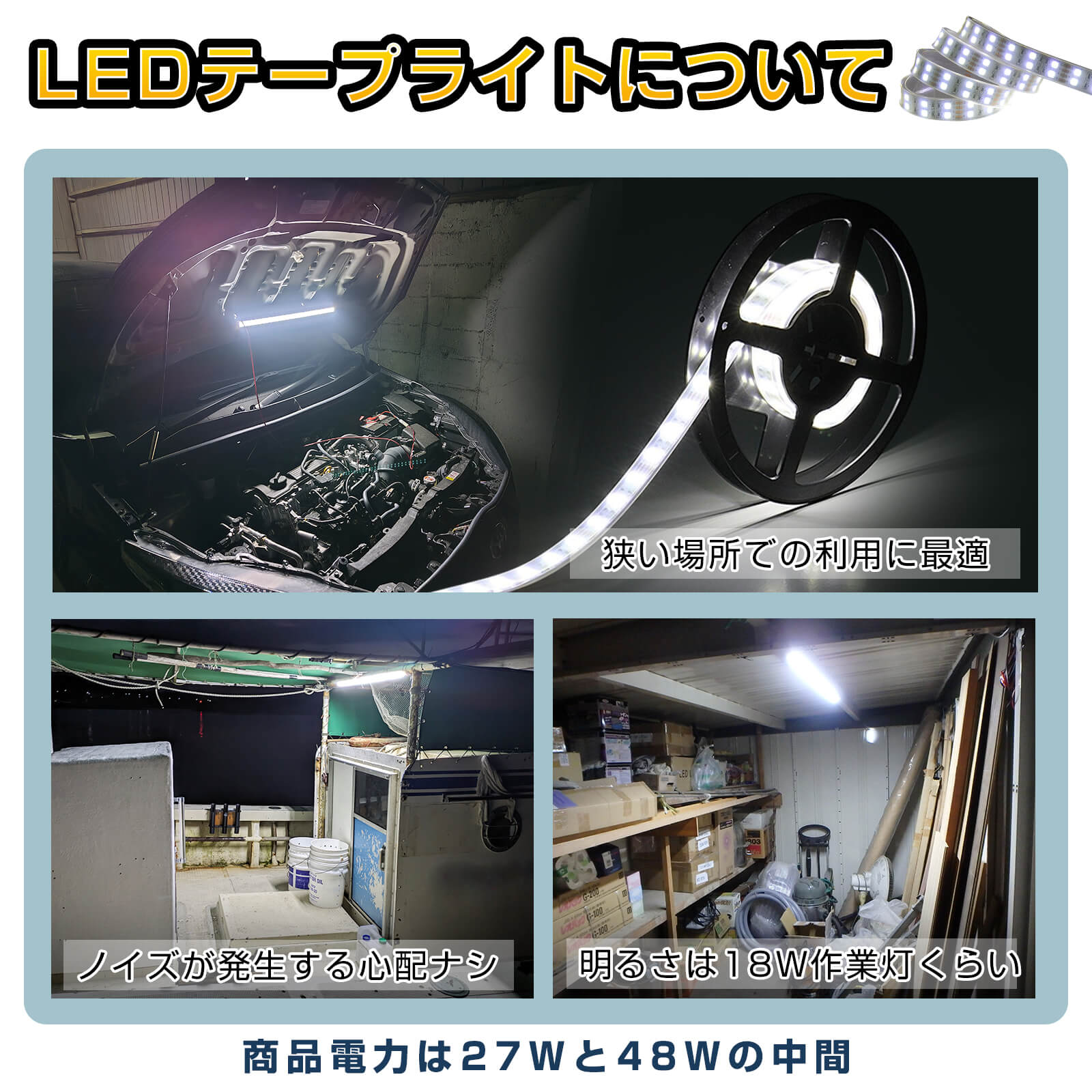 LEDテープライト 防水 IP67 1m 12V/24V別規格（車・トラック・船舶用
