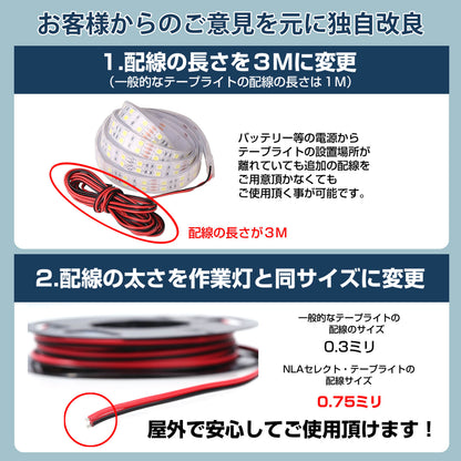 LEDテープライト 防水 IP67 1m 12V/24V別規格（車・トラック・船舶用）