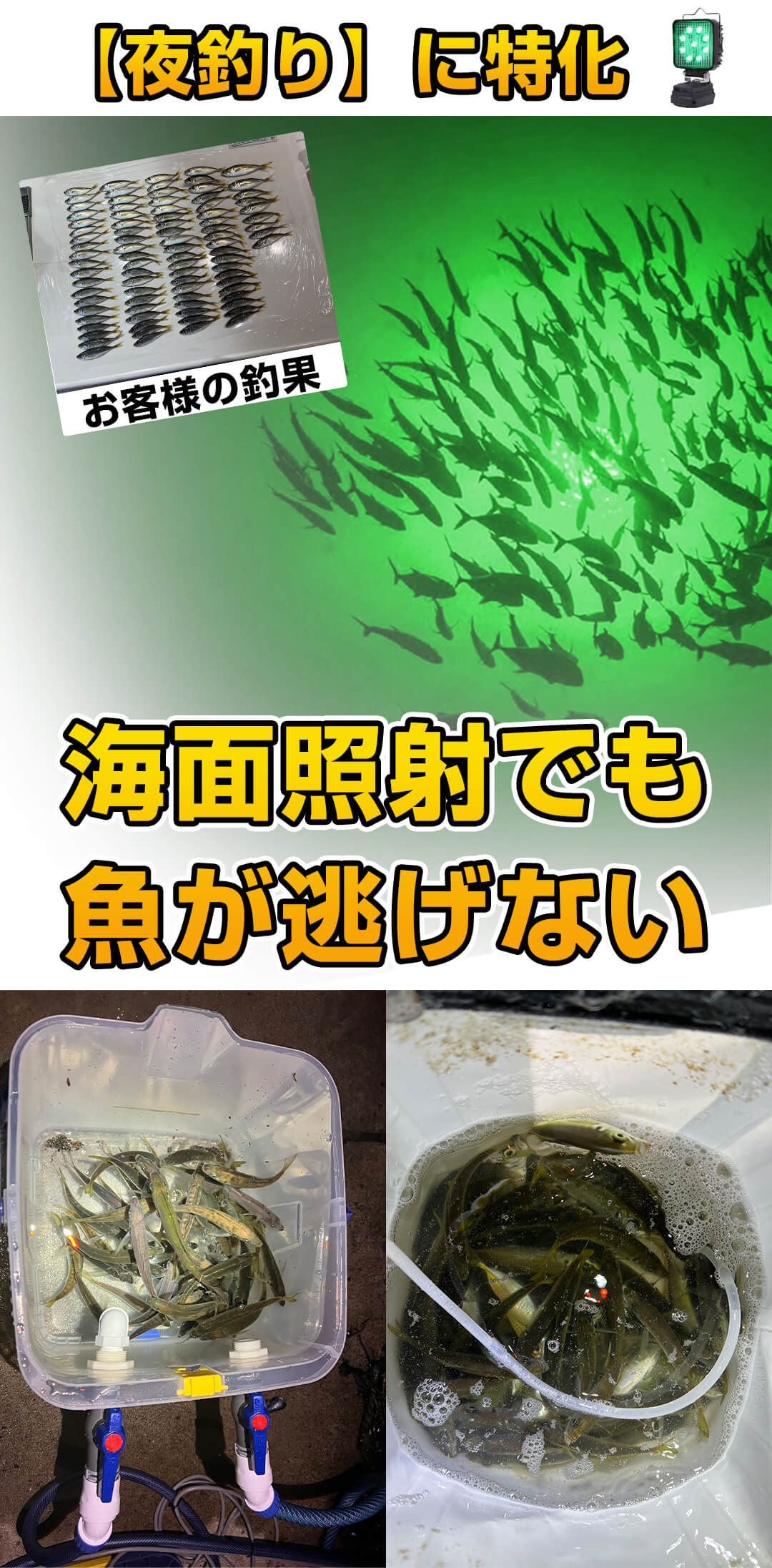 マキタバッテリー対応 緑色LED集魚灯