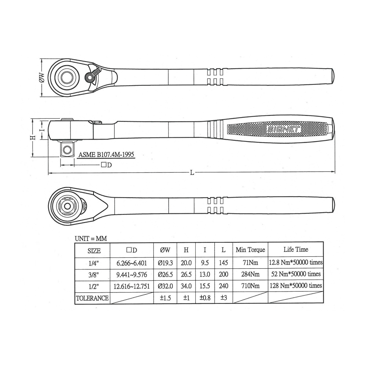 SIGNET(シグネット)12560 3/8DR 超小型ヘッドラチェットハンドル